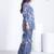 Blue floral printed rayon 2-pieces co-ord sets for women