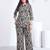 Black floral printed rayon 2-pieces co-ord sets for women