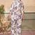 Cream purple floral printed rayon 2-pieces co-ord sets for women