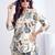 Cream blue floral printed rayon 2-pieces co-ord sets for women