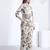 Cream blue floral printed rayon 2-pieces co-ord sets for women
