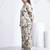 Cream blue floral printed rayon 2-pieces co-ord sets for women