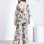 Cream blue floral printed rayon 2-pieces co-ord sets for women