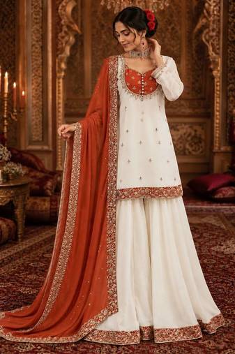 white designer kurta palazzo set