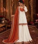 white designer kurta palazzo set