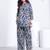 Blue floral printed rayon 2-pieces co-ord sets for women