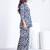 Blue floral printed rayon 2-pieces co-ord sets for women