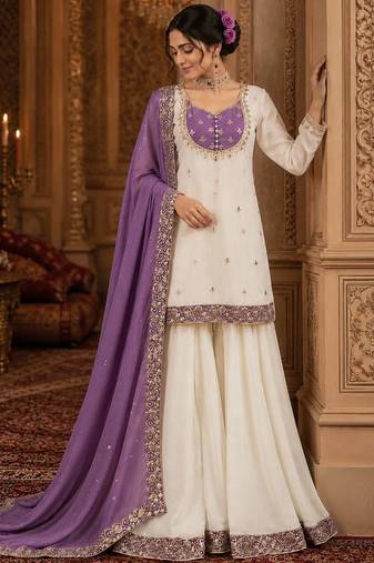 white designer palazzo set