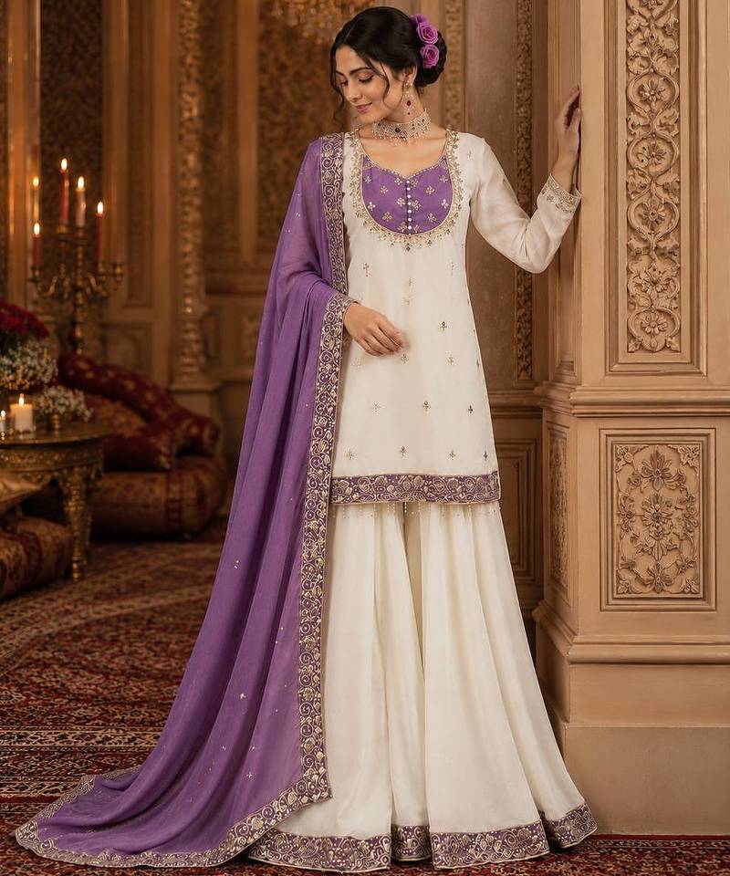 white designer palazzo set