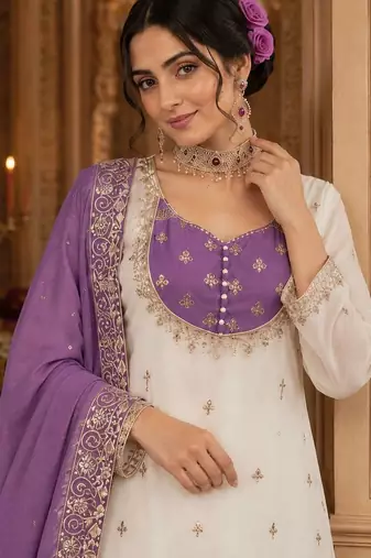 white designer palazzo set