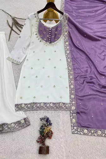 white designer palazzo set