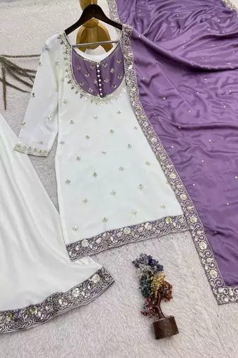 white designer palazzo set