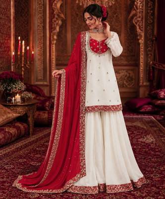 white designer kurti palazzo set 1