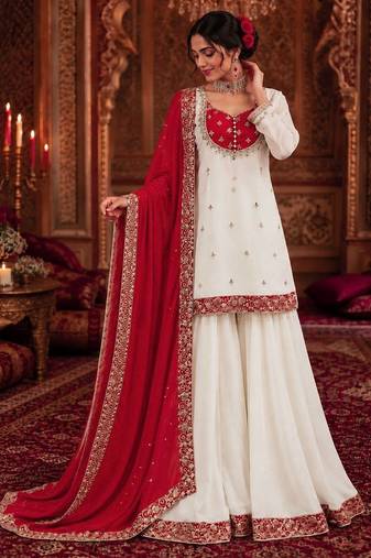 white designer kurti palazzo set