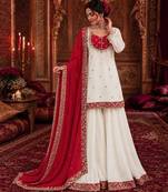 white designer kurti palazzo set