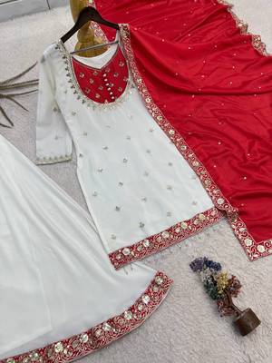 white designer kurti palazzo set 4