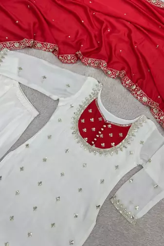 white designer kurti palazzo set