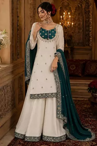 white trending palazzo set