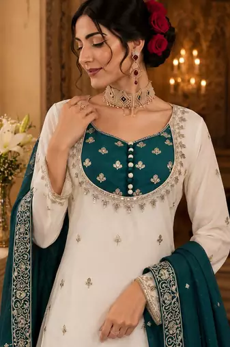 white trending palazzo set