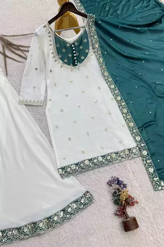 white trending palazzo set