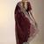 maroon embroidery of beads & sequins fendy satin saree