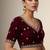 maroon embroidery of beads & sequins fendy satin saree