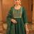 Green viscose silk blend embroidered kurta pant set