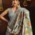 Gray linen sequin with jacquard pallu pom pom casual wear saree