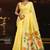 Lemon linen sequin with jacquard pallu pom pom casual wear saree