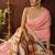 Peach linen sequin with jacquard pallu pom pom casual wear saree