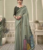 gray jamdani cotton blend texture pallu jhallar casual wear saree