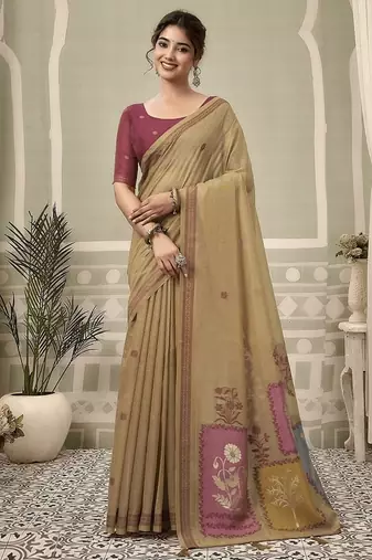 chiku jamdani cotton blend texture pallu jhallar casual wear saree