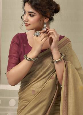 chiku jamdani cotton blend texture pallu jhallar casual wear saree 2