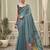 steel blue jamdani cotton blend texture pallu jhallar casual wear saree