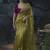 olive organza sequinece work party wear saree