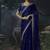 navy blue organza sequinece work party wear saree