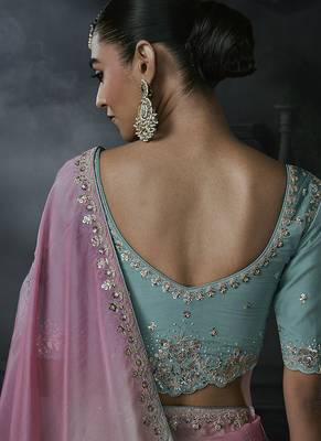 multicolour organza sequinece work party wear saree 5