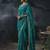 cyan organza sequinece work party wear saree