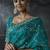 cyan organza sequinece work party wear saree