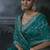 cyan organza sequinece work party wear saree