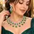 Emerald Green Bridal Necklace & Earrings Set, Indian Wedding Jewelry, Floral Silver Tone