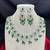 Emerald Green Bridal Necklace & Earrings Set, Indian Wedding Jewelry, Floral Silver Tone