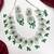 Emerald Green Bridal Necklace & Earrings Set, Indian Wedding Jewelry, Floral Silver Tone