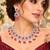 Indian Bridal Necklace Earrings Set, RED Ruby CZ, Silver Tone Floral Jewelry