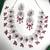 Indian Bridal Necklace Earrings Set, RED Ruby CZ, Silver Tone Floral Jewelry