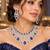 Royal Blue CZ Bridal Necklace Earrings Set, Teardrop Crystal Statement Jewelry