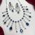 Royal Blue CZ Bridal Necklace Earrings Set, Teardrop Crystal Statement Jewelry