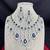 Royal Blue CZ Bridal Necklace Earrings Set, Teardrop Crystal Statement Jewelry