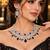 Black Onyx Look Bridal Necklace Set, Silver Tone Statement Jewelry, Indian Wedding Earrings