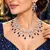 Royal Blue Crystal Bridal Necklace Earrings Set, Silver-Tone Statement Jewelry